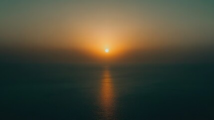 Fototapeta premium Serene Sunset Over Calm Ocean Waters in Beautiful Horizon View