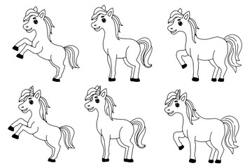 set of horse and unicorn animal design