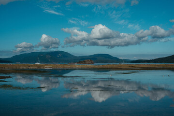 Lopez Island coastal views in the San Juan Islands in the Pacific Northwest in Washington 