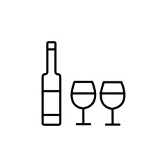 Wine vector icon in linear, outline icon isolated on white background