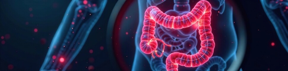 Obraz premium Colon tumor visualization under magnifying glass, magnifying glass, colorectal tumors, tumor growth