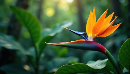 Obraz premium Exotic tropical flowers blooming in the jungle, jungle scene, exotic blooms