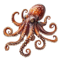 Obraz premium Golden Octopus Illustration isolated on transparent background