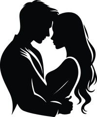 Happy Valentine Day Couple silhouette vector illustration, Happy Valentine Day Couple vector art