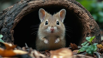Bandicoot darting into a hollow log with only its tail visible