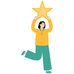 Illustration of People Giving Star. Review and Evaluation for Seller. Vector Cartoon Character.