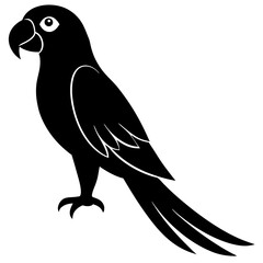 🌿 Minimalist Parrot Clipart – Free Black and White Bird Vector