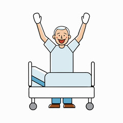 🏥 Elderly Man Recovering in Hospital – High-Quality Medical Illustration