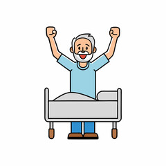 🏥 Elderly Man Recovering in Hospital – High-Quality Medical Illustration
