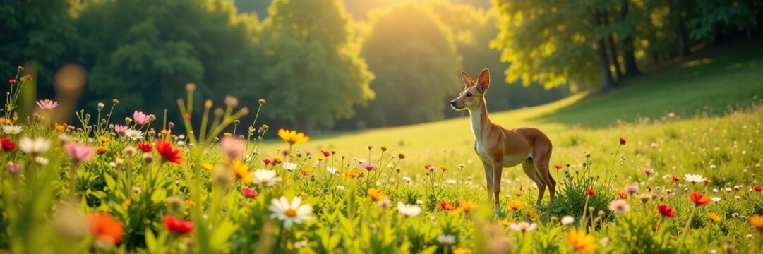 Ziesel auf einer wundersch?nen Wiese mit Blumen, Tier, Natur