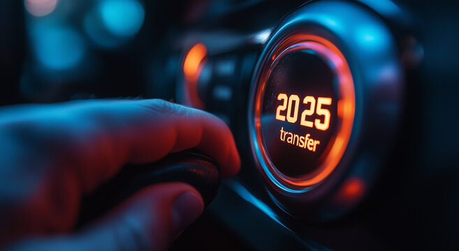 Finger Ready to Press Start Button on Car Dashboard