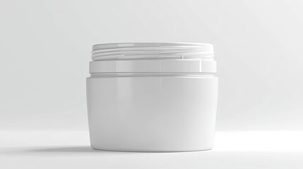 A plain white cosmetic jar with a smooth surface and a screw-on lid.