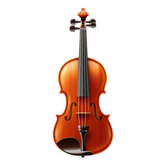 Fototapeta premium Violin isolated on a transparent background with a wooden body and bow, showcasing a classical musical instrument