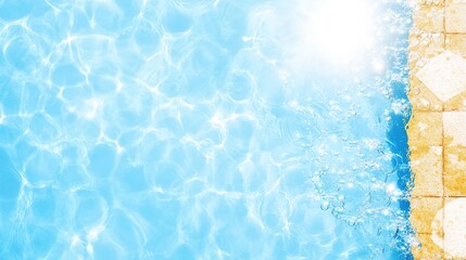 Obraz premium Crystal Clear Pool Water with Sunlight Reflections and Tiles