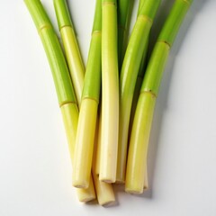 Obraz premium Fresh sugar cane stalks isolated on white background, fresh, farm