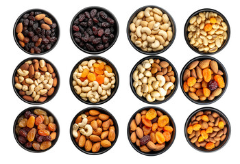 Nuts and Dried Fruit: Assorted Mix Isolated on Transparent Background png