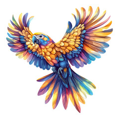 Fototapeta premium Colorful blue and yellow macaw with bright feathers, red accents, and a strong beak in a tropical wildlife setting isolated on transparent background.