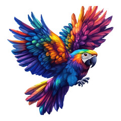 Obraz premium Colorful blue and yellow macaw with bright feathers, red accents, and a strong beak in a tropical wildlife setting isolated on transparent background.