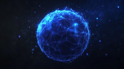 Abstract Blue Sphere with a Polygonal Structure