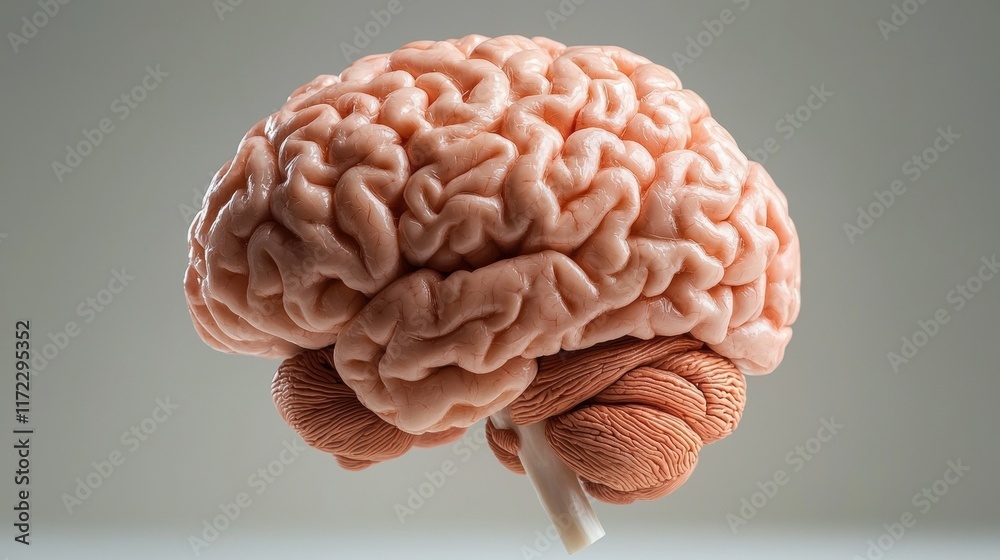 Poster a detailed image of a human brain showcasing its intricate structure and folds, emphasizing its impo