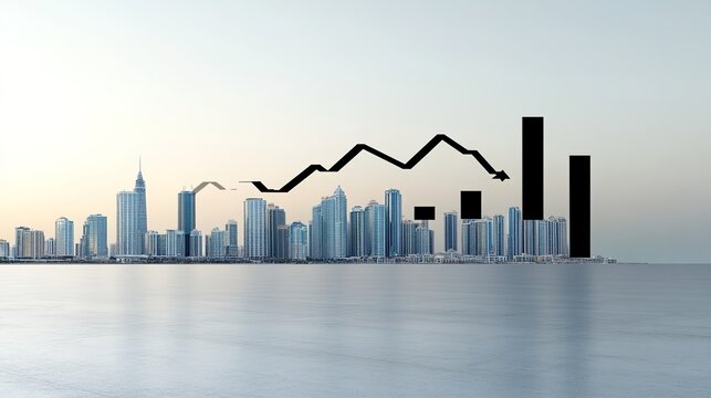 Modern Skyline with Graph Elements Illustrating Growth and Change