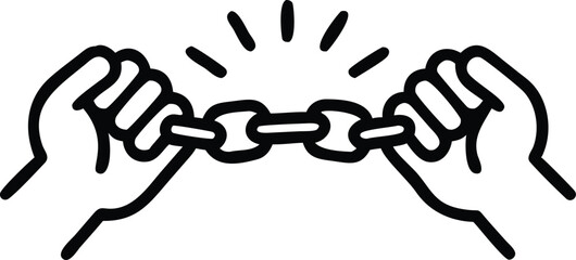 Hands Breaking a Chain Symbolizing Freedom and Liberation,Black History Month Line Art Design
