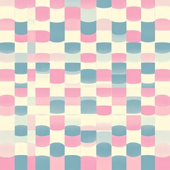 A colorful pattern of pink, blue, and white squares