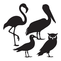 Silhouette vector Birds and animals