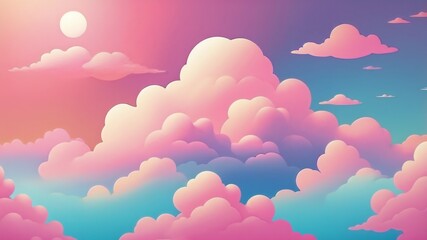 Obraz premium A dreamy pastel wallpaper with glowing clouds and a soft gradient sky.