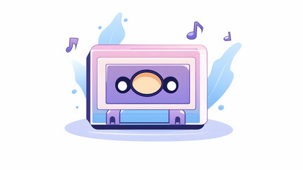 Retro Cassette Tape Music Illustration, nostalgic design for websites or social media.