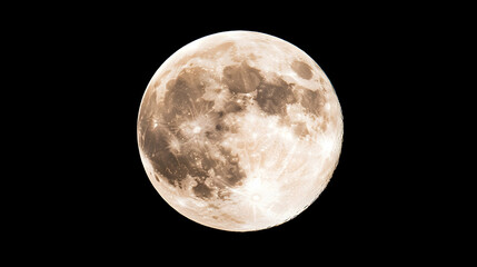 Obraz premium Full moon night sky celestial body, lunar surface craters, astronomical observation, dark background, space exploration.