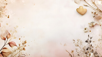Obraz premium Vintage Floral Frame with Grunge Texture on Aged Paper