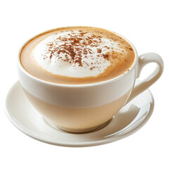 Fototapeta premium cup of hot cappuccino with milk foam isolated on transparent white background, clipping path
