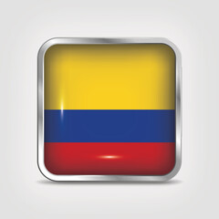 Obraz premium Colombia Flag Icon in Square Shape with Glossy Finish