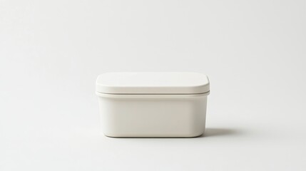 A minimalist white container with a lid, suitable for storage or organization.