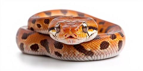 Obraz premium Snake concept. A vibrant boa constrictor coiled gracefully against a white background.