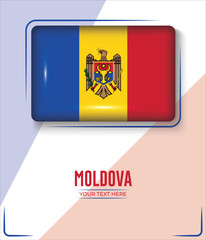 Flag of Moldova isolated on White background with Text. Banner, Poster, vector, template, Mockup, Background, Social Media, Post, 3D.
