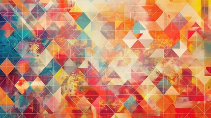 Red orange amber yellow abstract pattern background with various geometric shapes showing unique visual effects. Stunning combination of colors and shapes for decorative or creative uses.