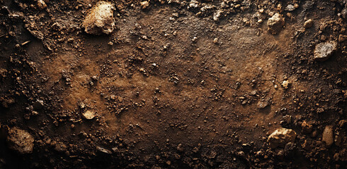 Obraz premium A textured dark brown dirt background with intricate natural patterns. This close-up view provides a rustic and earthy aesthetic, ideal for outdoor or nature-themed projects.