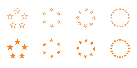 Obraz premium Stars in circle icons, stars in a round circular illustration. Star circles icon. European union flag symbol.