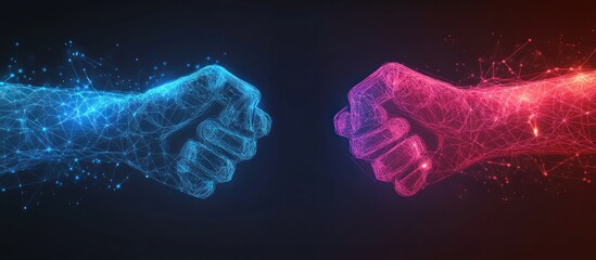 Clash of Digital Fists: Blue and Red