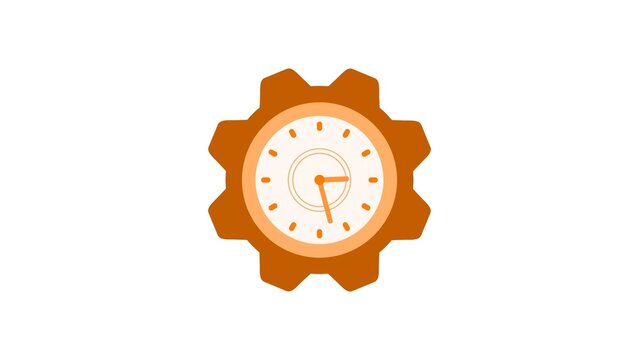 Brown color gear design counting down clock isolated on white background