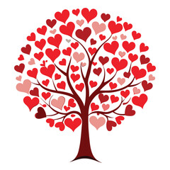 Fototapeta premium valentine card with hearts tree icon silhouette vector illustration
