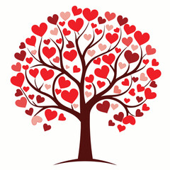 Fototapeta premium valentine card with hearts tree icon silhouette vector illustration