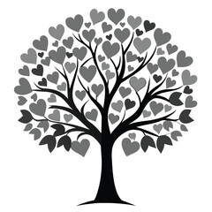 Obraz premium valentine card with hearts tree icon silhouette vector illustration