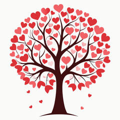 Fototapeta premium valentine card with hearts tree icon silhouette vector illustration