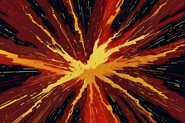 Red yellow pop art retro background cartoon lightning blast radi Generative AI

