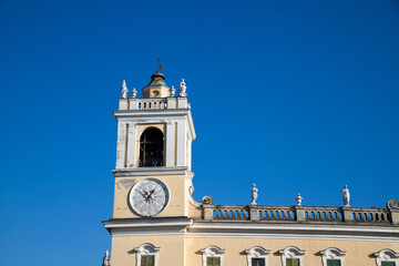 Fototapeta premium Bell tower panorama of the Palace of Colorno in Parma, iconic architecture and historic beauty