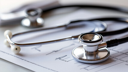 Stethoscope placed on health insurance form for medical coverage, health insurance forms image
