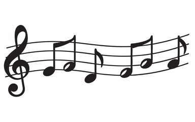 Print 
Music note waves Vector silhouette illustration Black and white White background 

